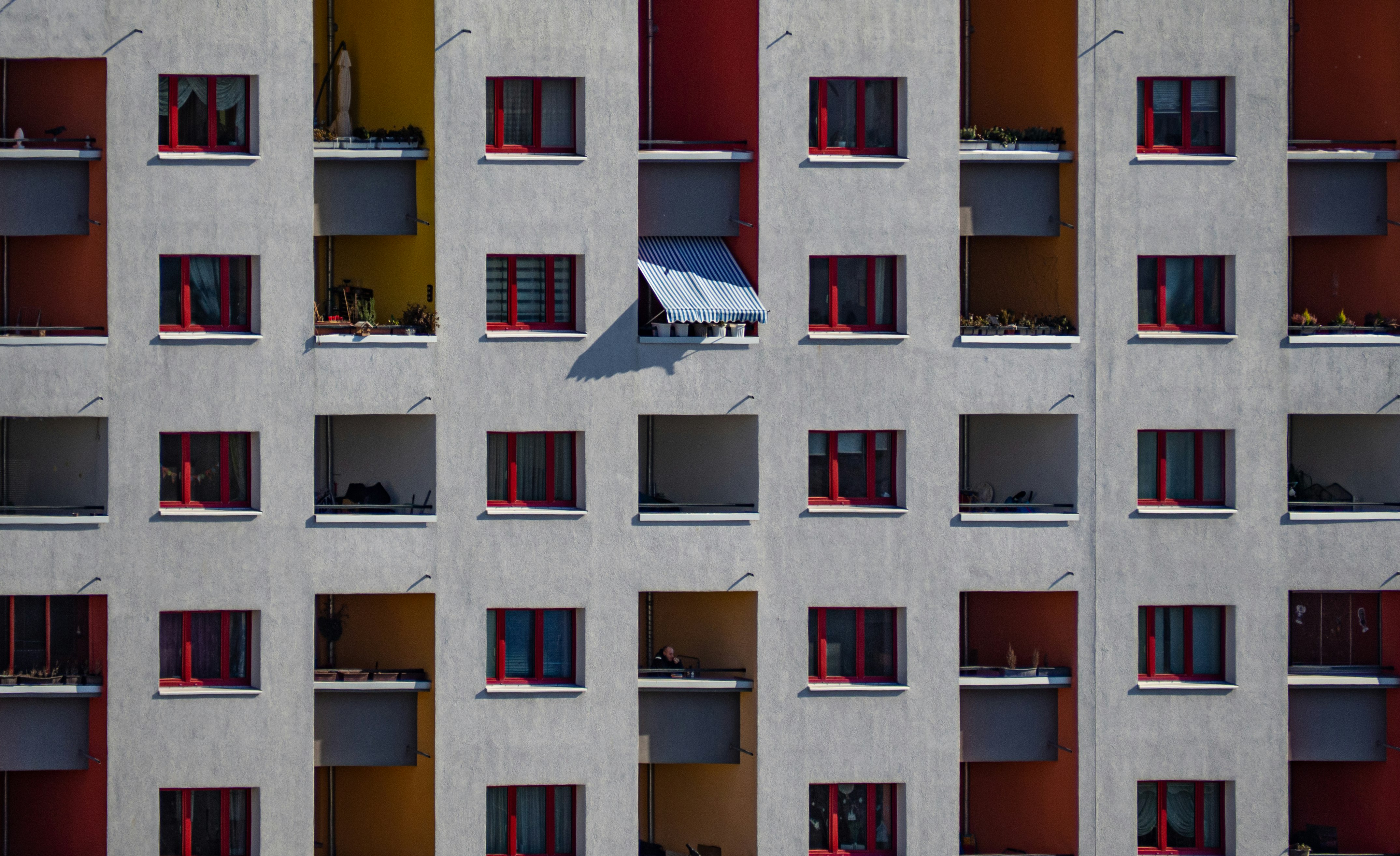 red and white concrete building